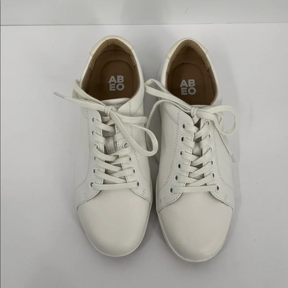 ABEO Encore lace sneaker shoe white leather tie comfort footbed platform 6.5